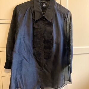 100% Silk organza tuxedo front blouse